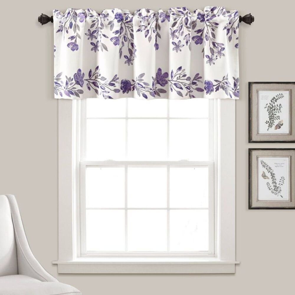 18"x52" Tanisha Light Filtering Window Valance Purple/Gray - Lush Décor